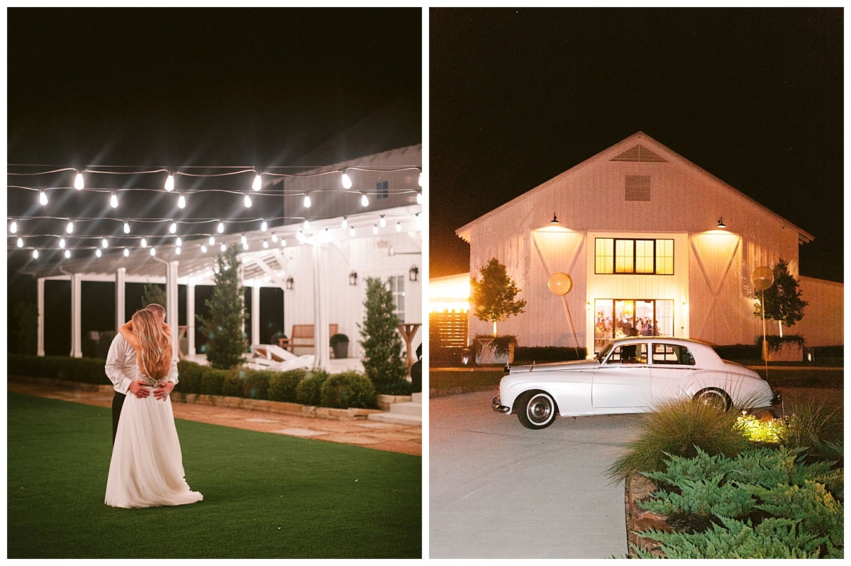 private last dance of bride and groom and front of farmhouse and getaway car | The Farmhouse Events Real Weddings | A Summer Vision of Love | Kristin & Rob