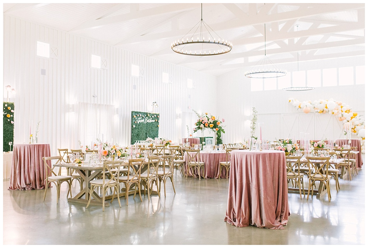 Gorgeous panoramic reception space shot of Te Farmhouse interior | The Farmhouse Events Real Weddings| Montgomery TX| Christina & Eric 